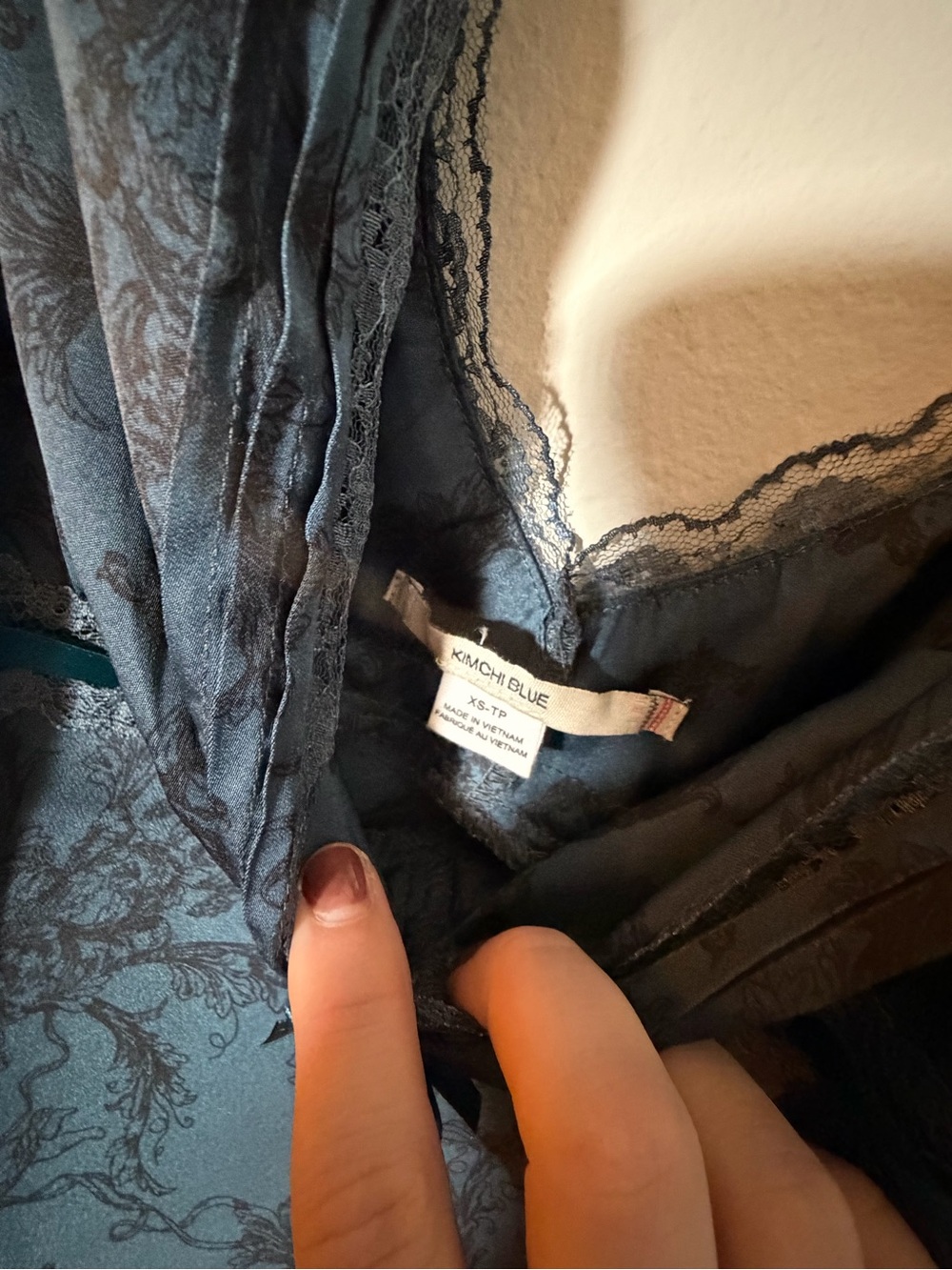 Kimchi Blue Urban Outfitters Cherub Green- Blue Lace-Trim Maxi Dress - Picture 2 of 7